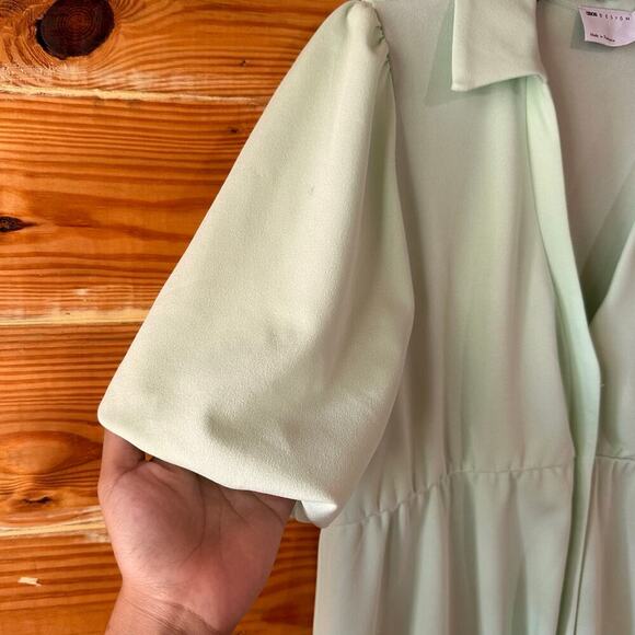 ASOS DESIGN Maternity Wrap Midi Skater Dress in Mint Size 6 Collared Button Down - Picture 6 of 7